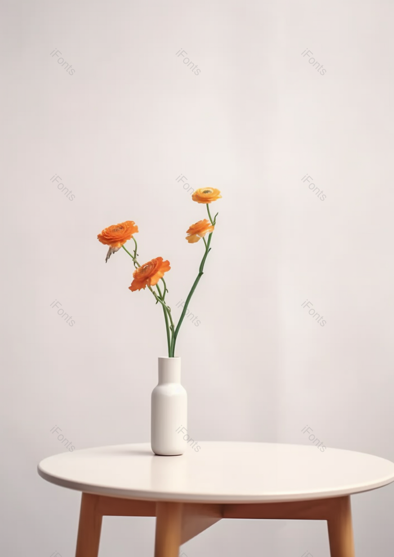 现代桌子花瓶鲜花和简洁背景极简构图,高清,摄影图,摄影图片,图片大全,摄影图免费下载